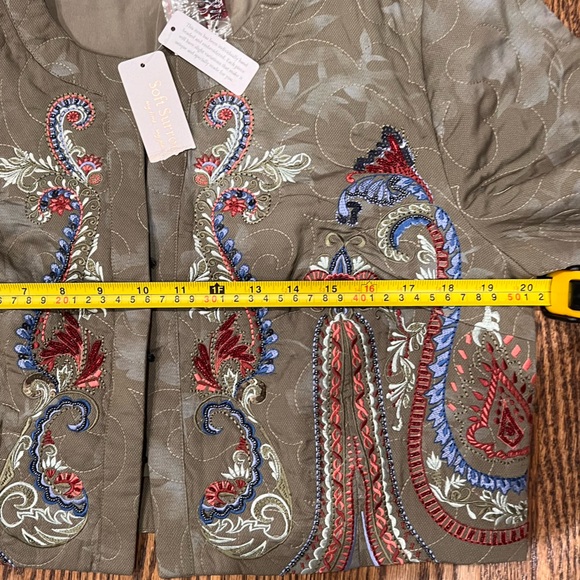 Soft Surroundings NWT D’oro Bolero Jacket in Olive Desert Beaded Embroidered, M - Picture 12 of 13